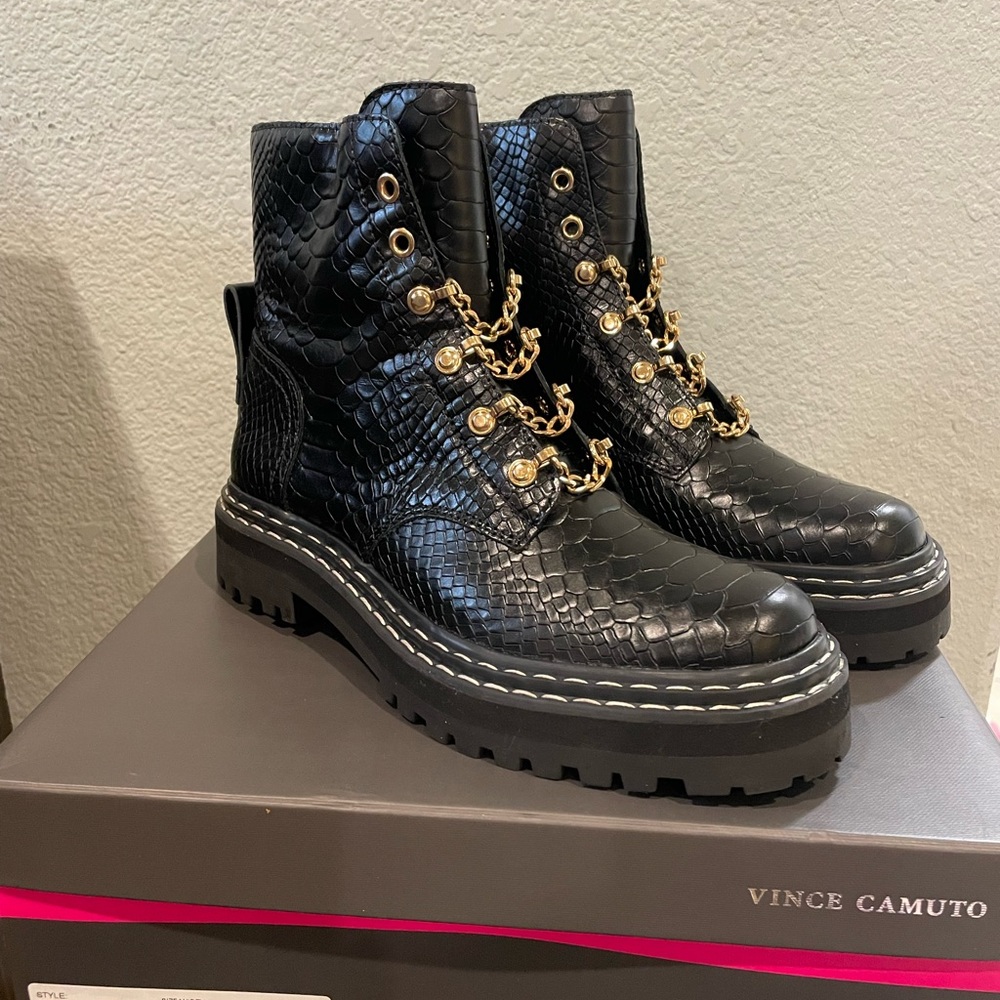 Vince Camaro Snake Skin Combat Boot